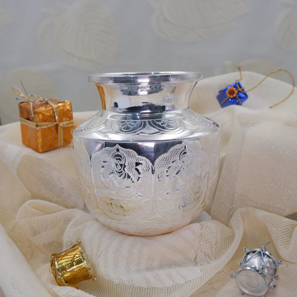 Silver Kalash Puja Decor